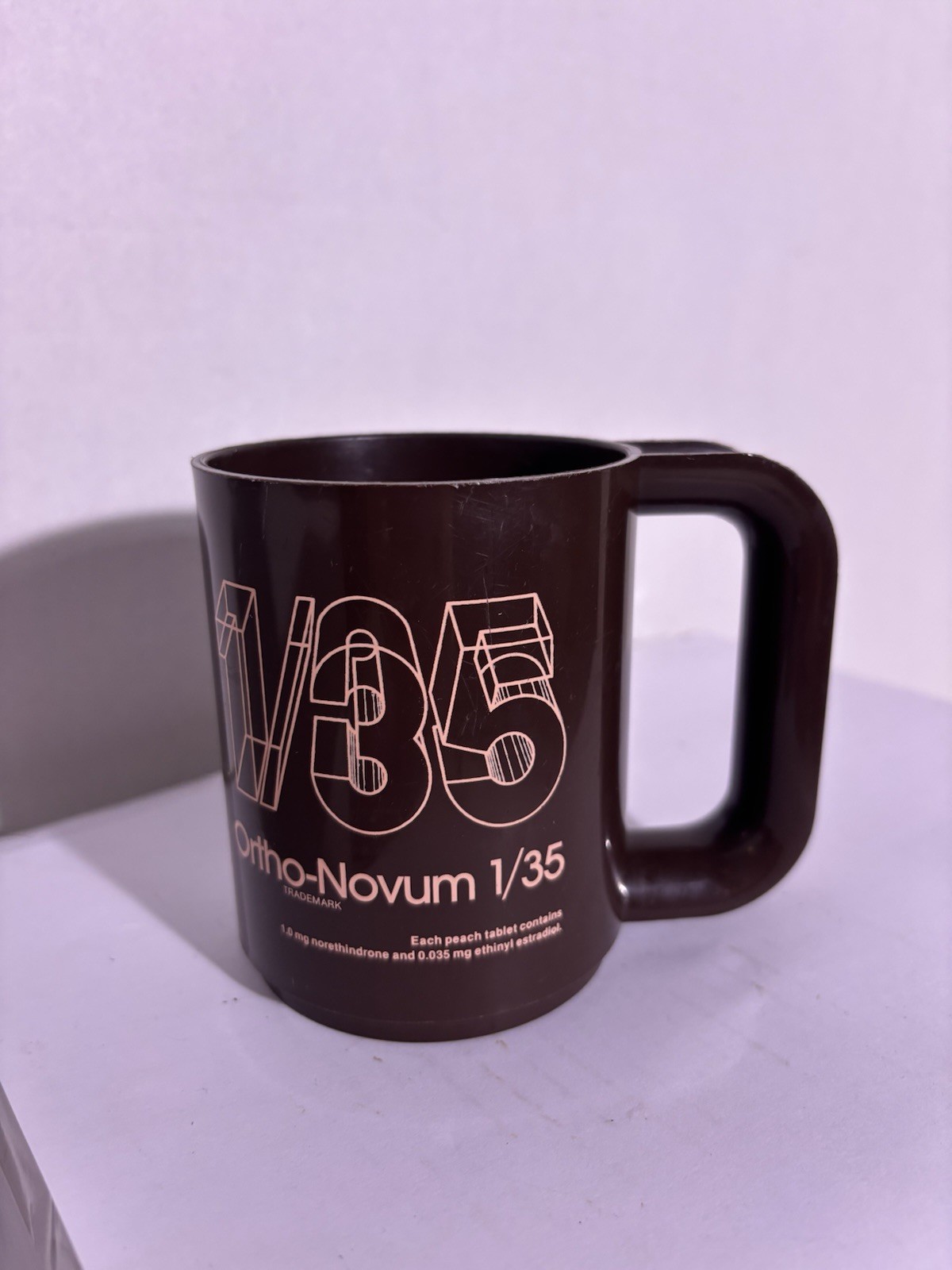 Vintage Ortho-Novum 1/35 Birth Control Pill Blue Pharma Promo PlasticCoffee Mug