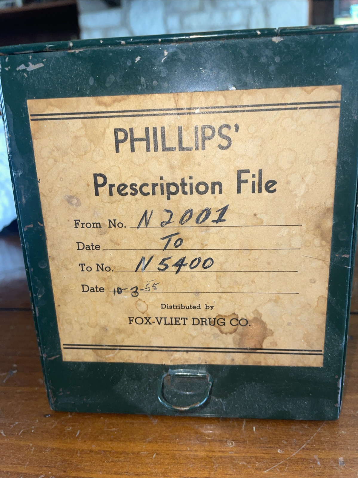 Vintage Phillips Metal File Pharmacy Prescription Box Industrial Rx