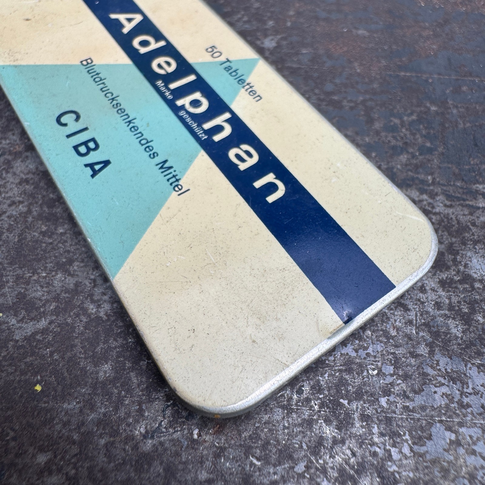 Vtg c.1960s ADELPHAN Advertising Medical Tin – GERMAN – EMTPY / NO CONTENTS