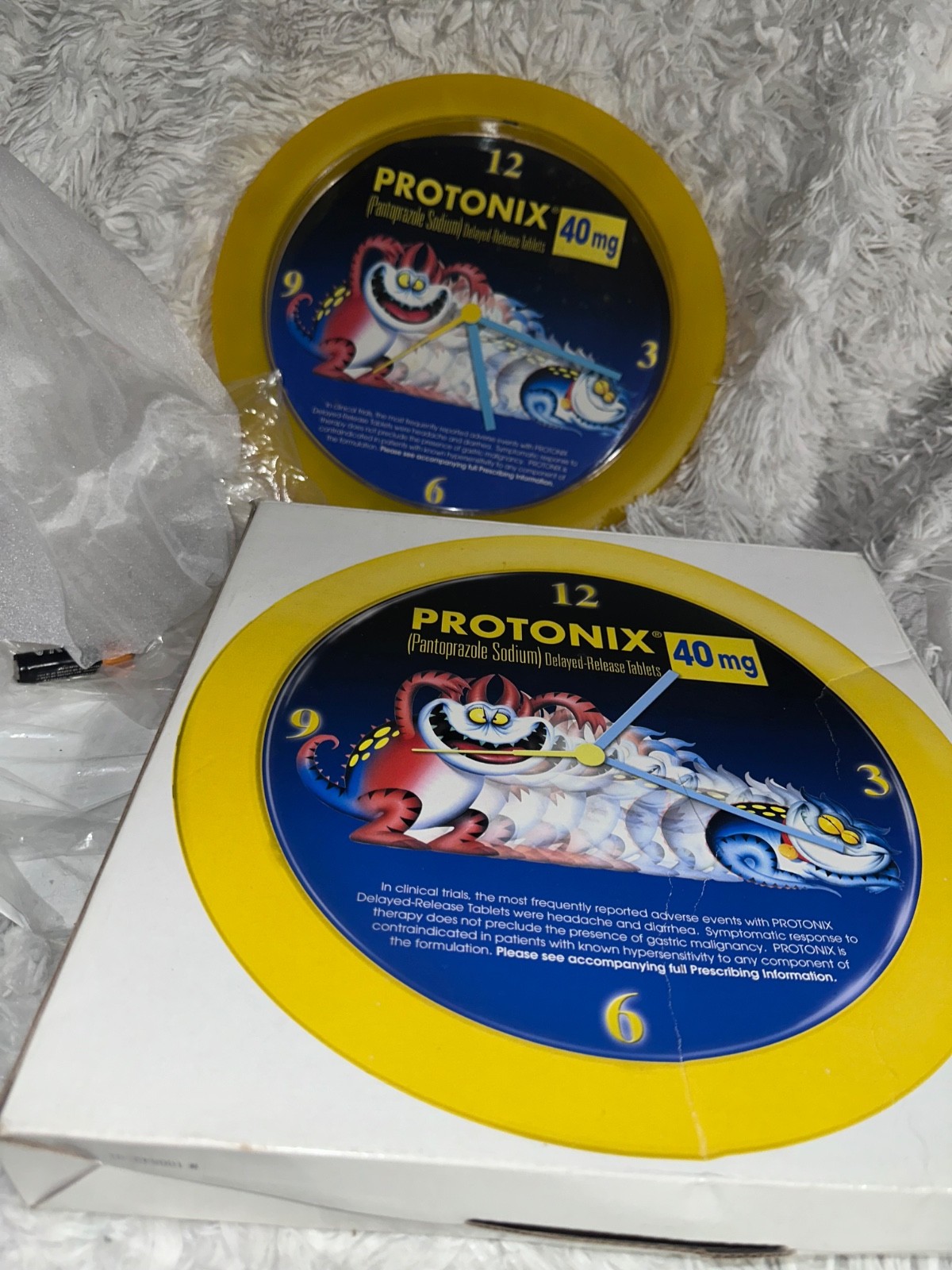 Protonix Blue Monster Pharmaceutical Rep Giveaway Medical Plastic Clock 11.5″