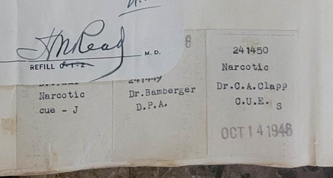1946 2-sided Pharmacy Ledger Page – 20 vintage prescriptions – Sulfedex