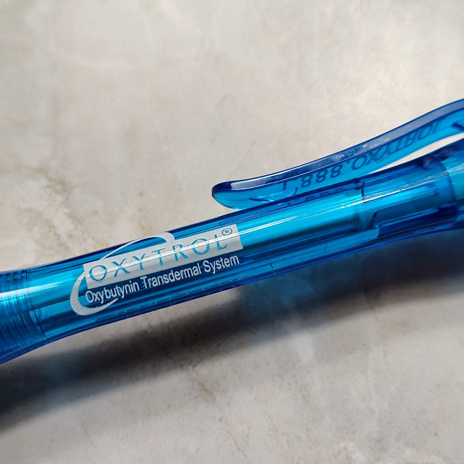 HTF Oxytrol Transdermal Pharmaceutical Drug Rep Promo Pen Blue Advertising