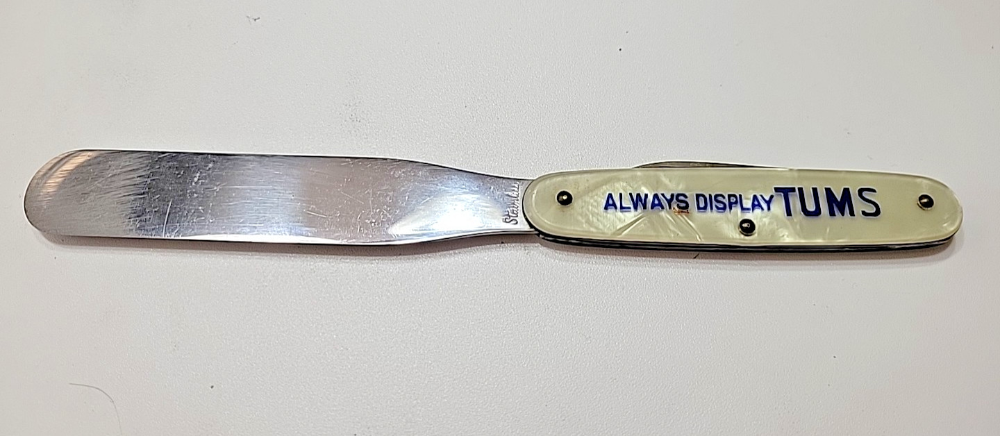 Tums “Rare” Advertising , Pharmacy spatula, Knife and Pill Counter