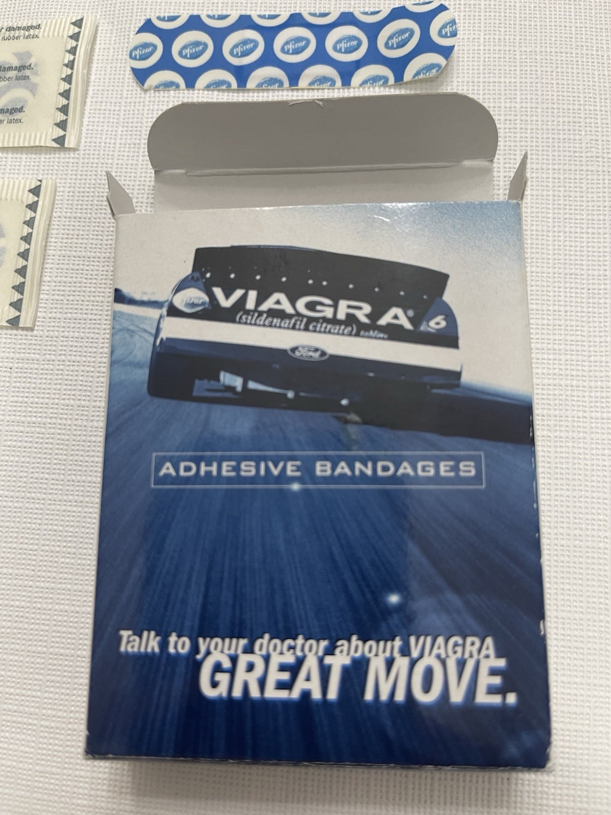 Pharmaceutical Drug Rep Promo Items Viagra Pharmacy Bandages 2 Boxes