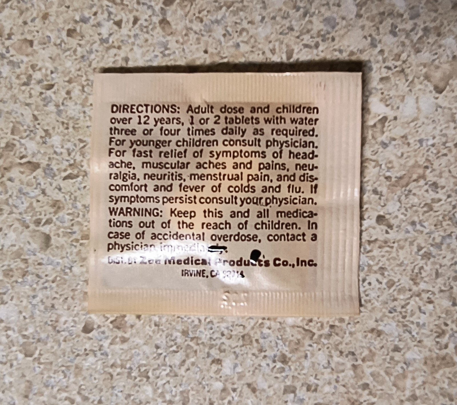 VINTAGE ASPIRIN Full PACKET, First Aid- Pharmacy – Medicine