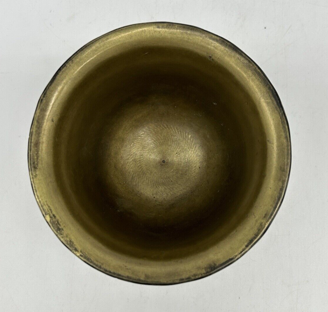 Brass Mortar & Pestle, 4 Faces, Made in Spain, 3 3/8″ Height, Heavy