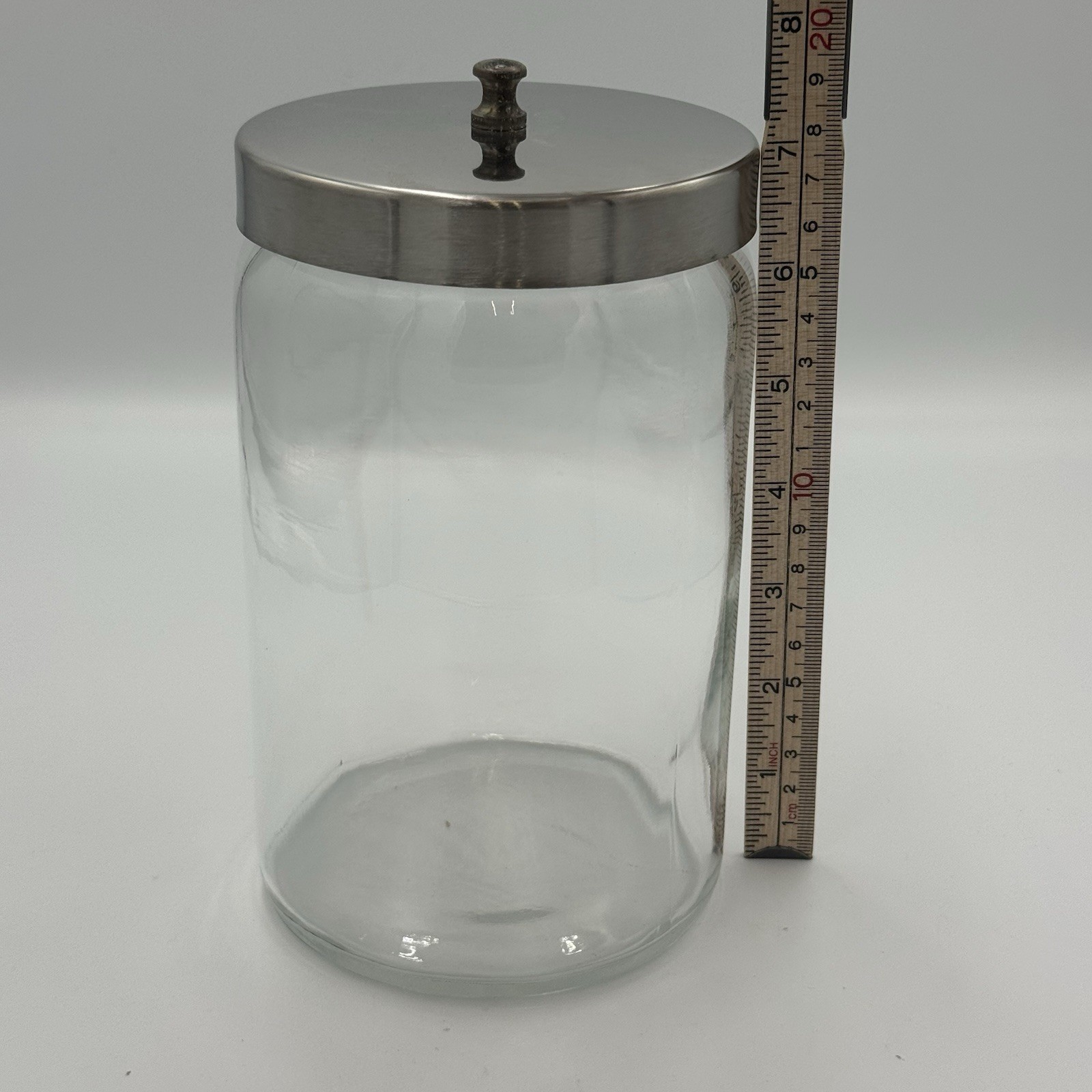 Apothecary Medical Glass Jar Canister with Stainless Steel Lid 7×4″