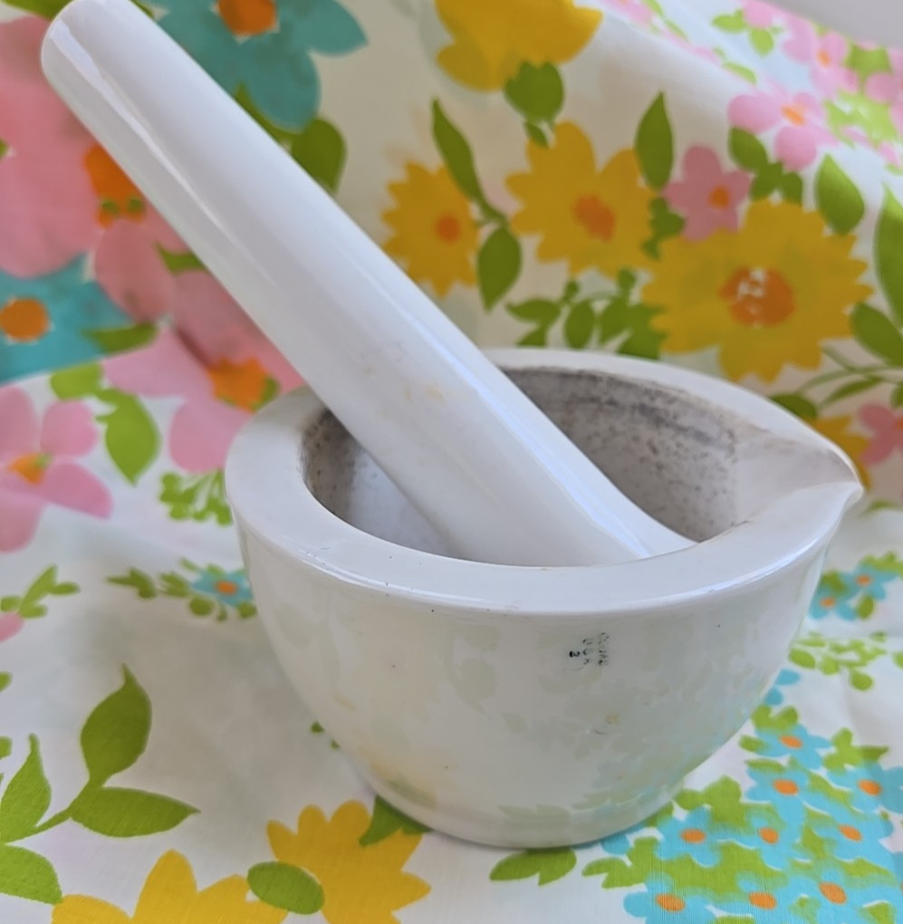 COORS Vintage Mortar & Pestle Porcelain Set School Science Lab 7″