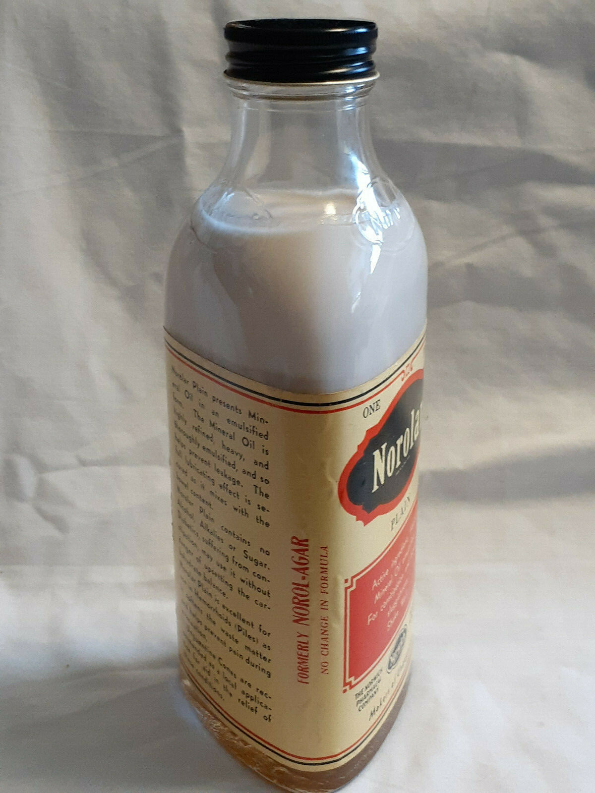 Vtg Norwich Norolar Plain Mineral Oil Constipation Remedy 1 Pint Bottle