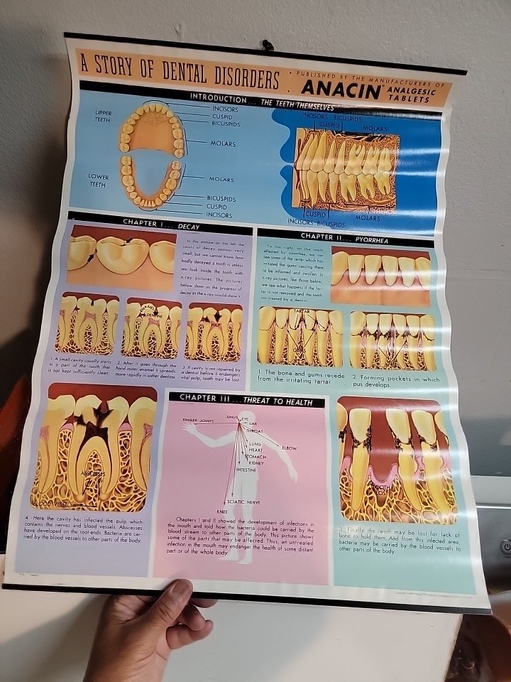 Vintage ANACIN Tablets WHITEHALL Laboratories ADVERTISING Dentist DENTAL POSTER