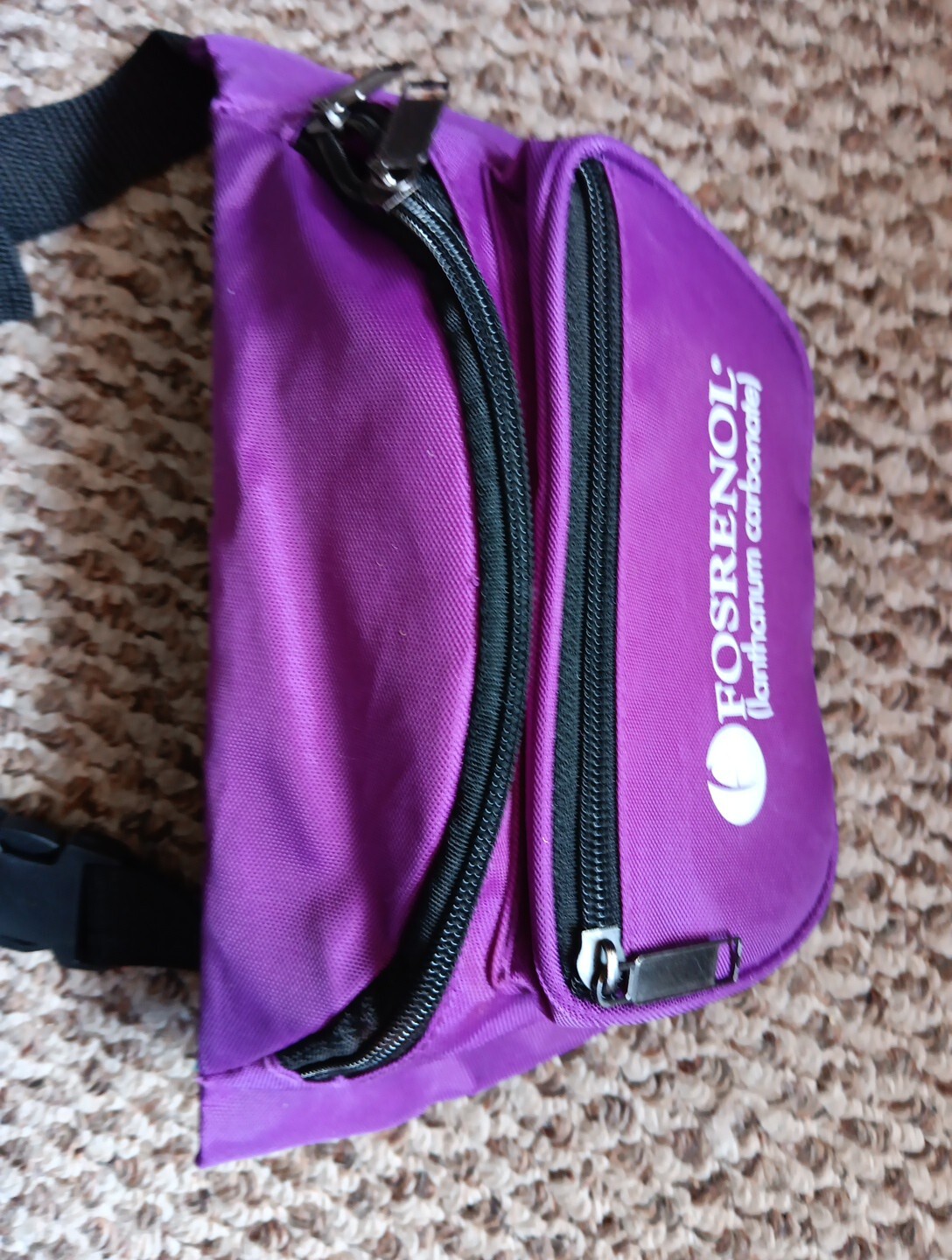 FOSRENOL Pharmaceutical Drug Rep. Advertising Purple Fanny pack 3 zip pockets