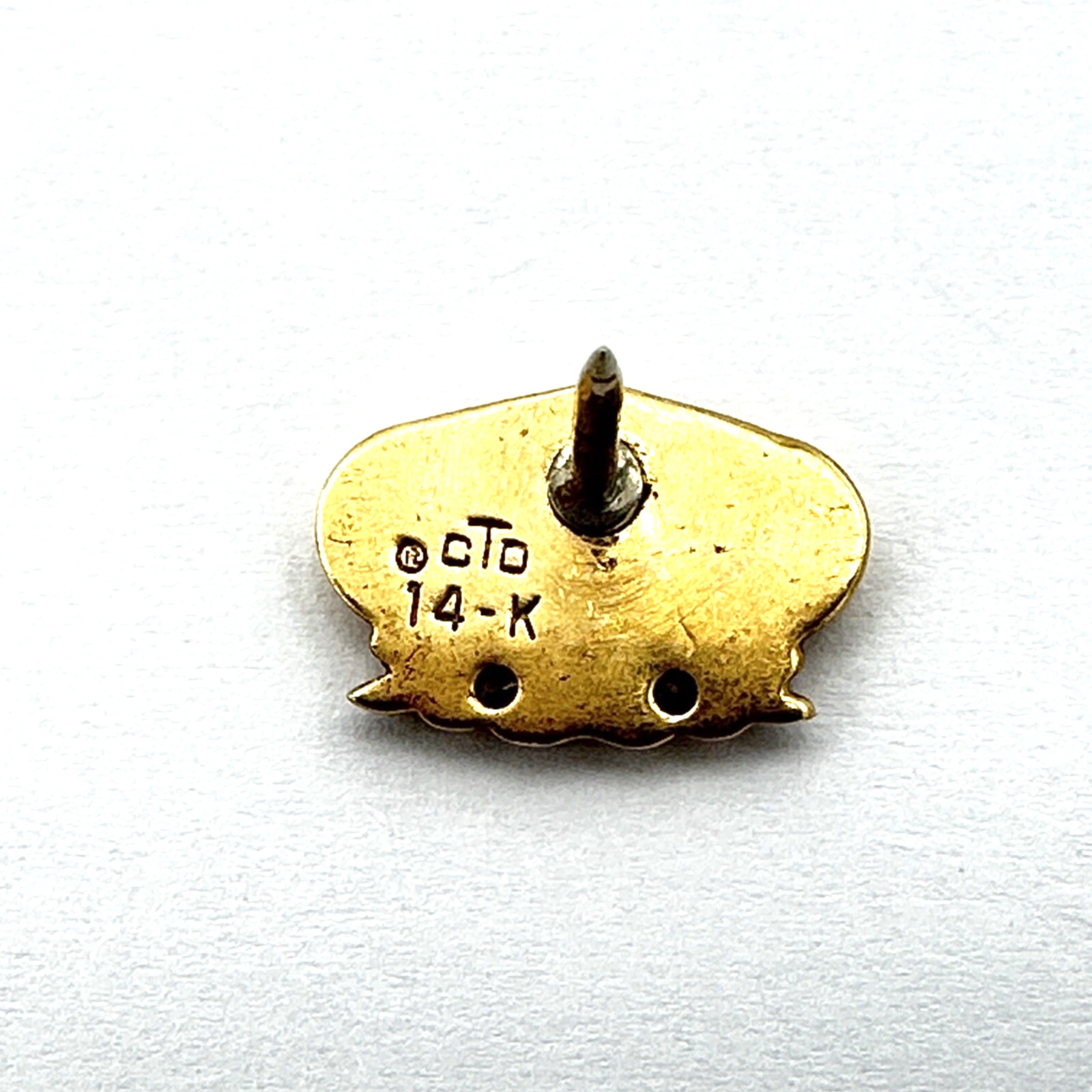 MERCK MSD lapel pin or tie tack – 14K yellow gold w/ 2 diamonds OC Tanner pharma