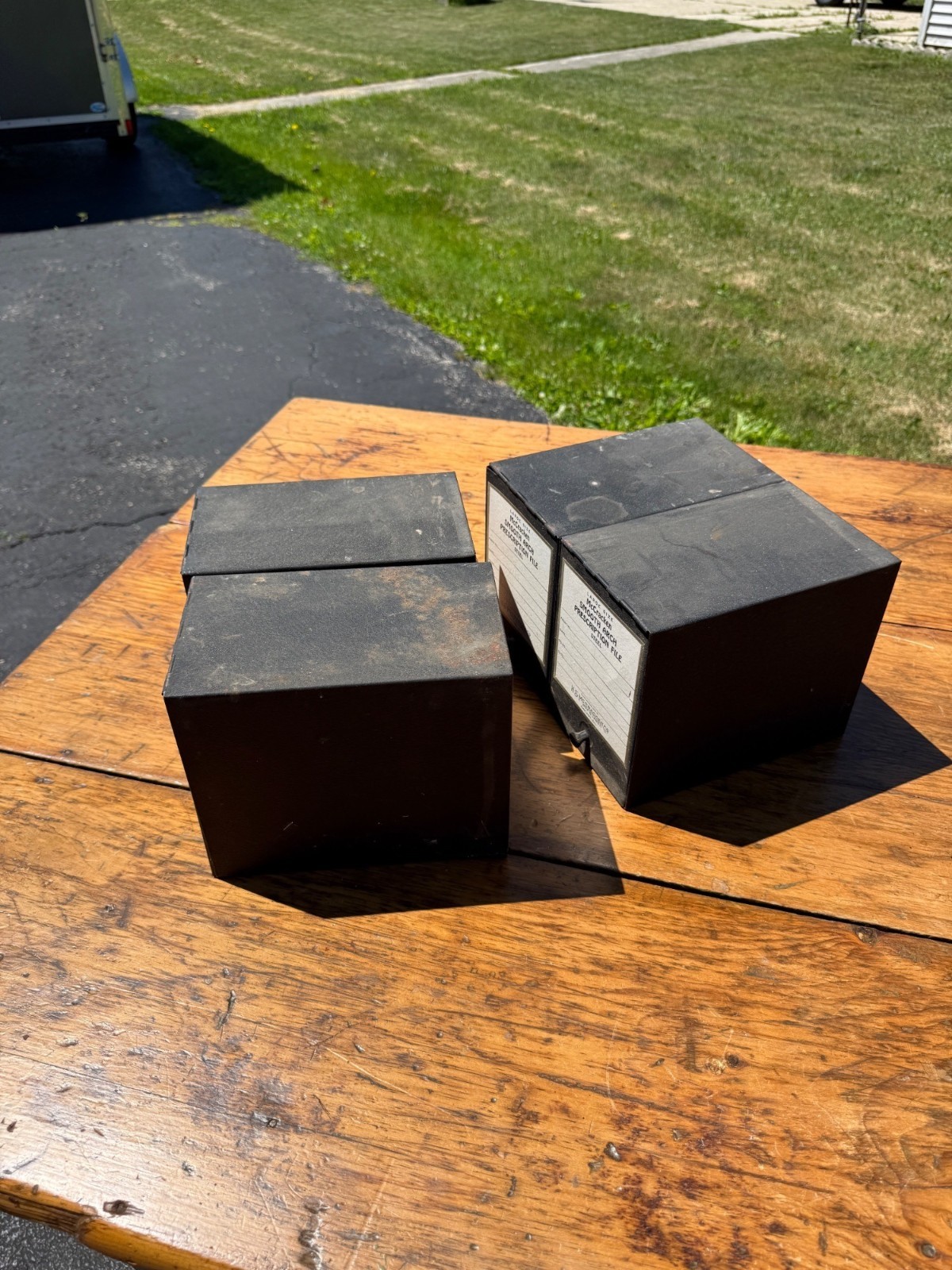 Vintage Lot of 4 All Metal Pharmacy Prescription Black File Box McCracken