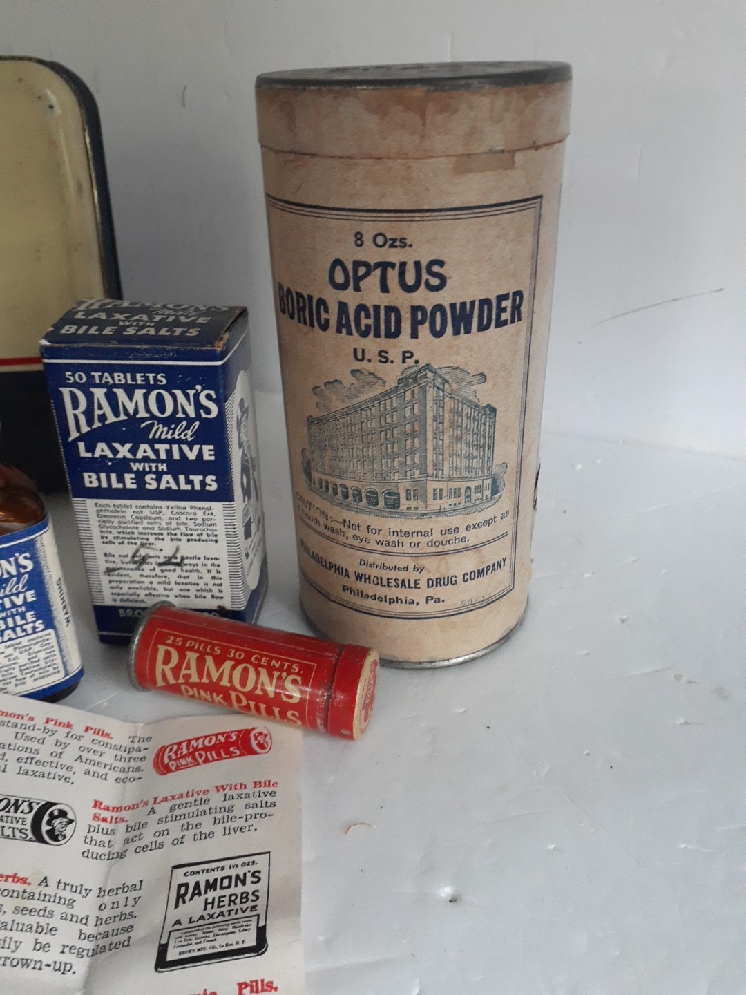 Vintage Mixed Lot, Ramon’s Pink Pills, Bile Salts In Orig Box, ZBT Powder,Optus