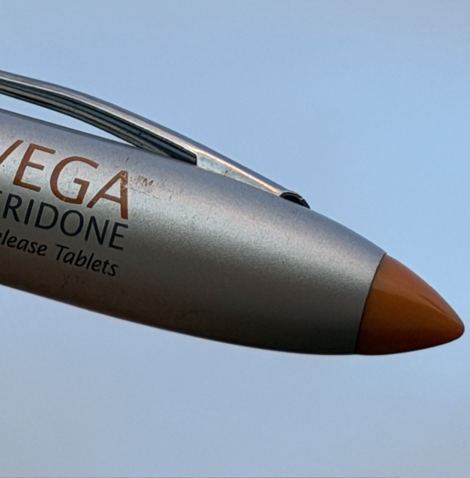 Vintage Pharma Rep Invega Silver Heavy Pen With Flashlight
