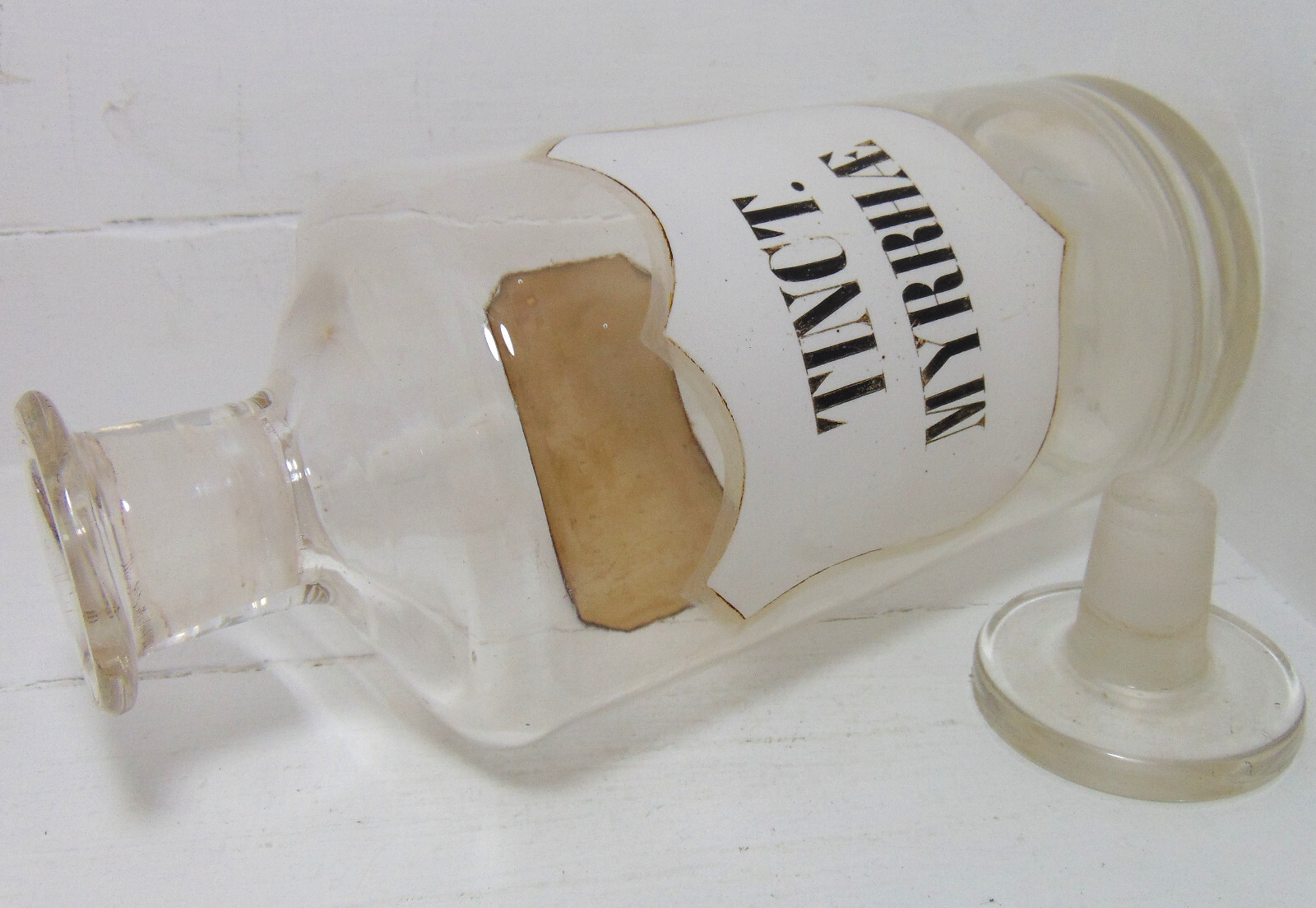 Large Chemists Stoppered Medical Jar – TINCT. MYRRHAE c1900’s