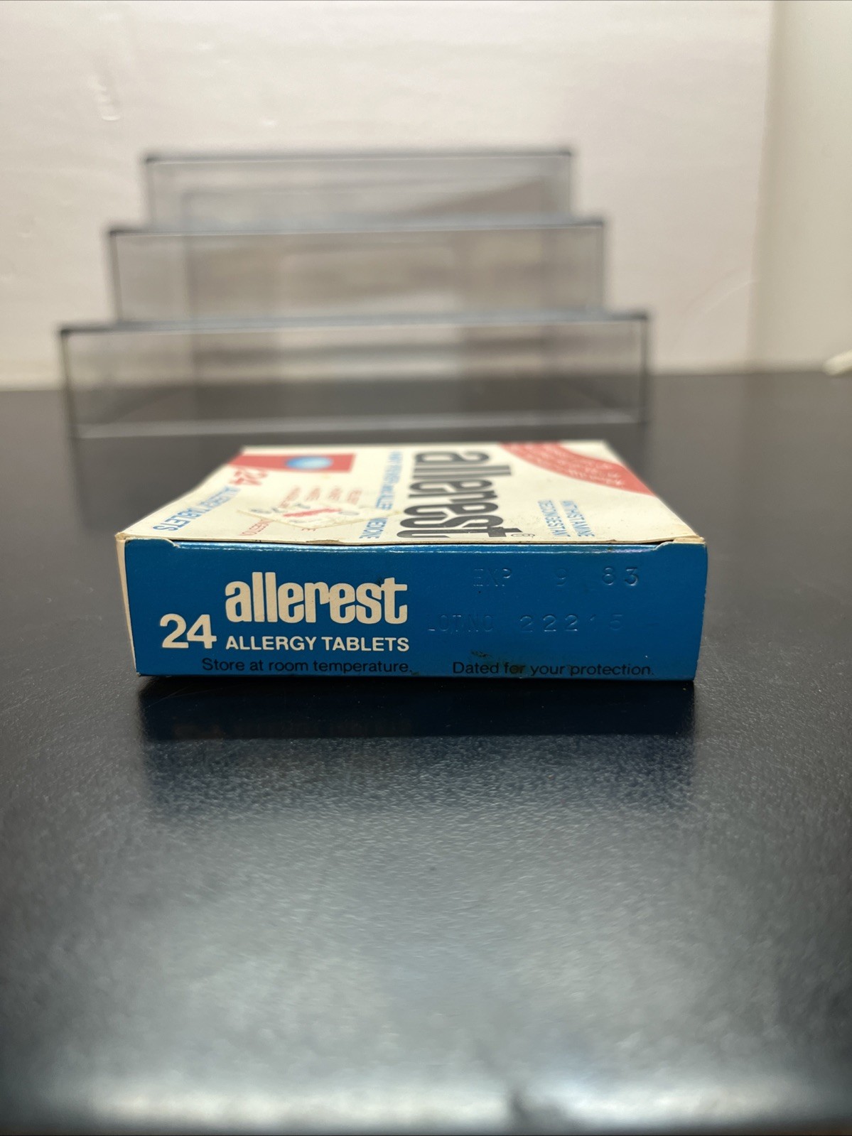 RARE vintage 1980s ALLEREST allergy medicine Empty BOX pharmaceutical medical E2