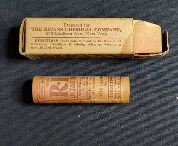 New Old Stock Medicine Box & Container R-I-P-A-N-S Laxative Ripans Chemical NY