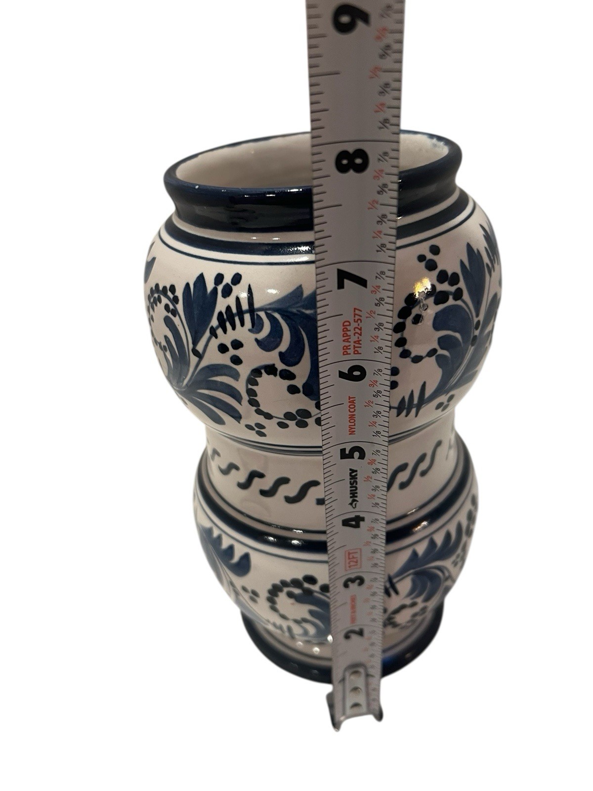 Vintage Italian Ceramic Blue White Apothecary Jar Pharmacy Vase Hand Painted