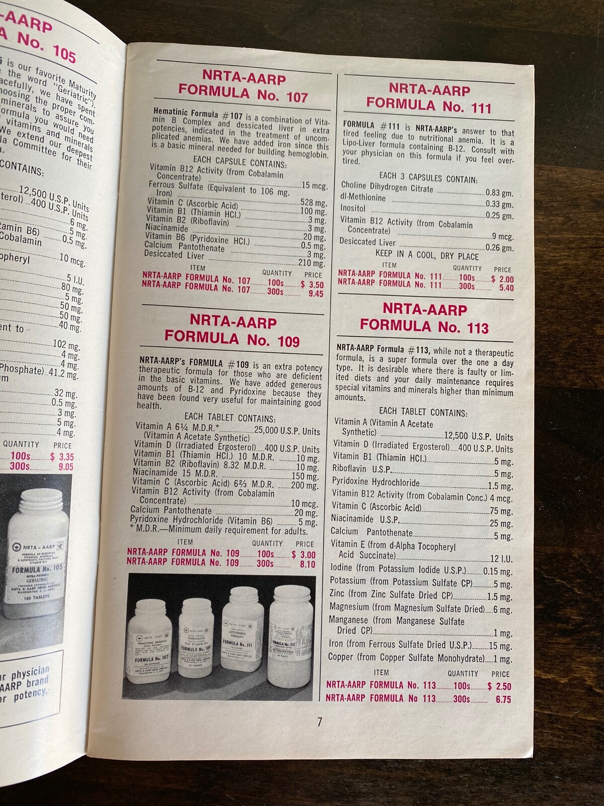 Vintage NRTA AARP Pharmacy 1971 Price List Catalog Druggist Medications
