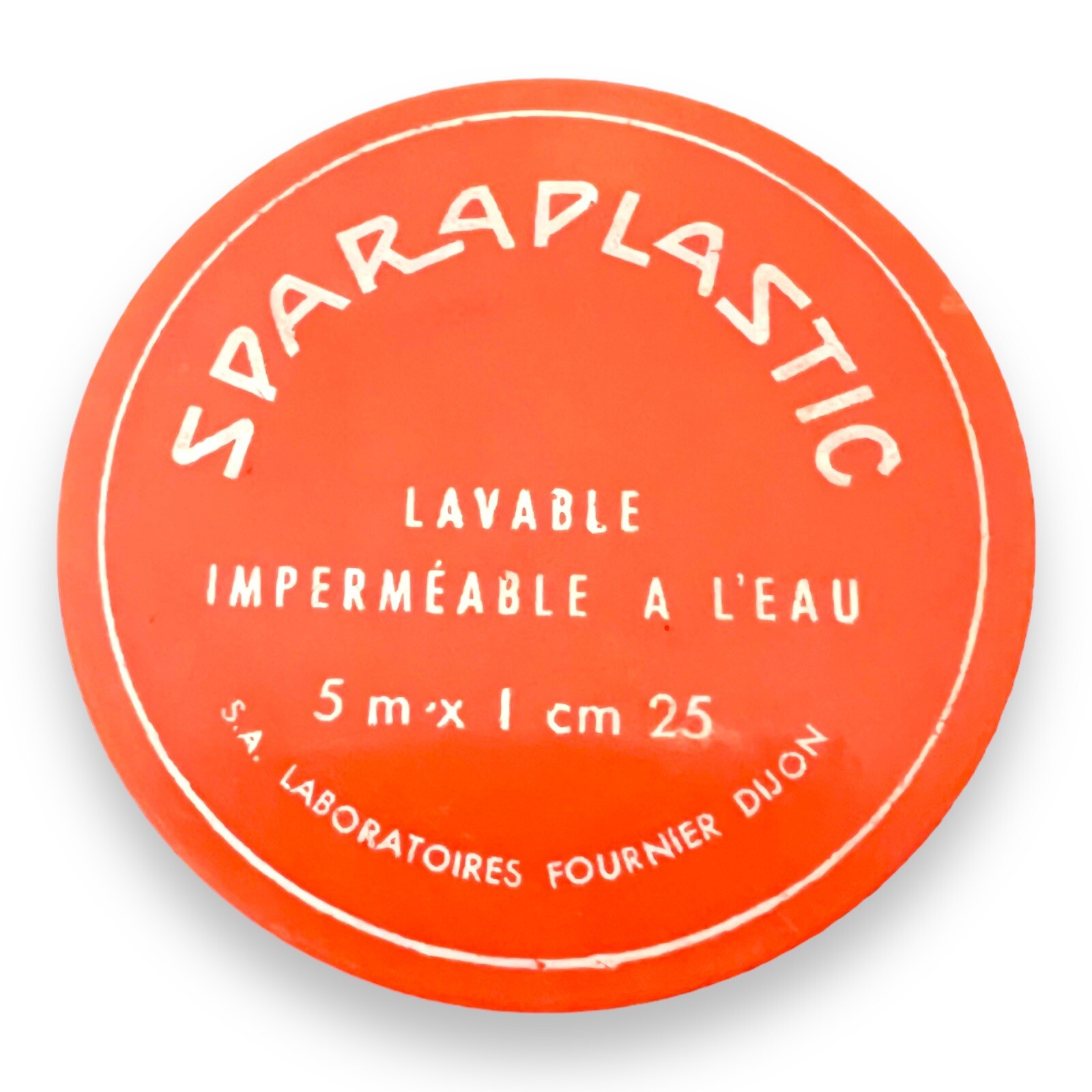 French Apothecary Tin Lid Orange Celluloid Empty Sparadrap Medical Vintage