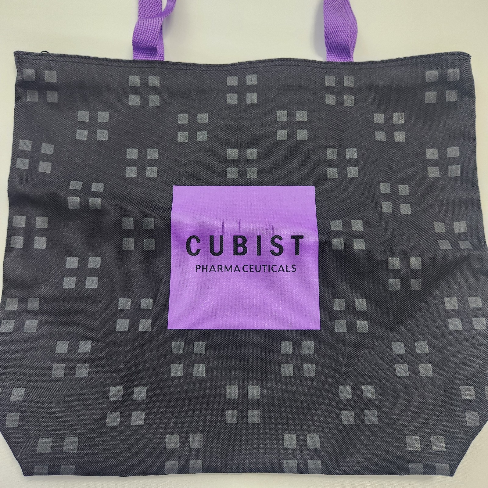 Large Tote Bag Cubist Pharmaceuticals Drug Rep Swag Black Purple