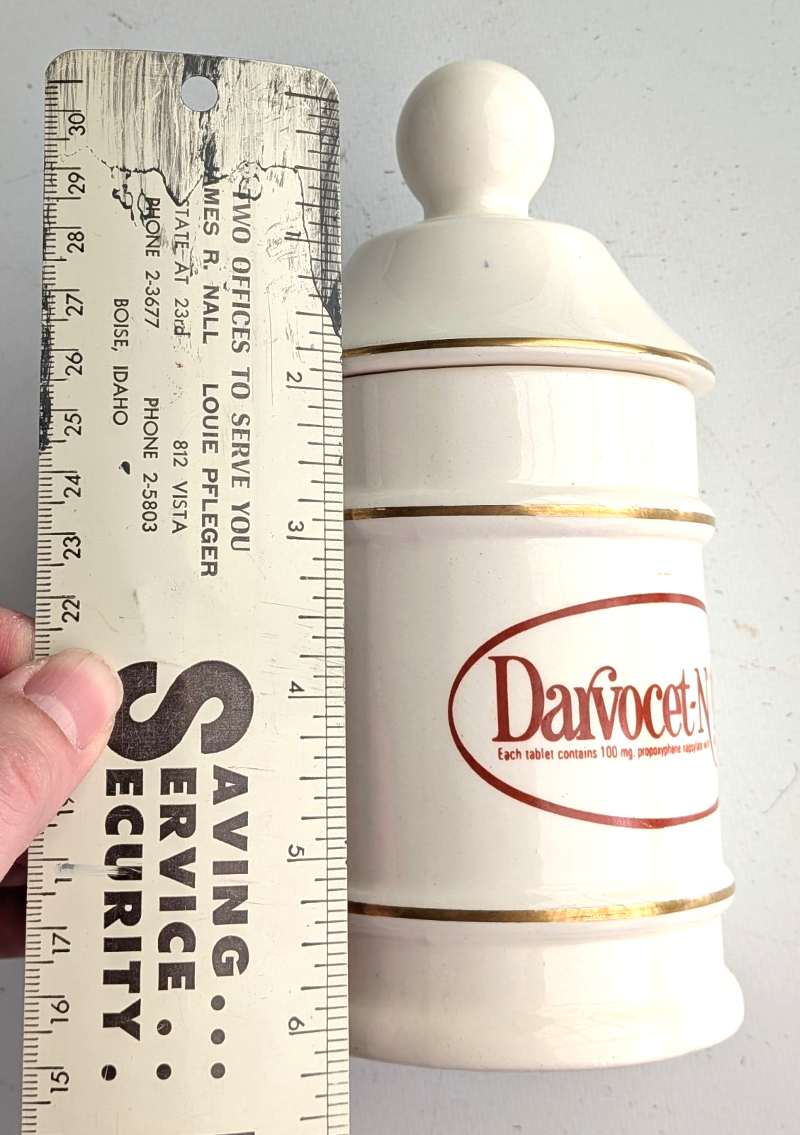 Vtg Darvocet Ceramic Apothecary Jar By Lilly Made Mexico