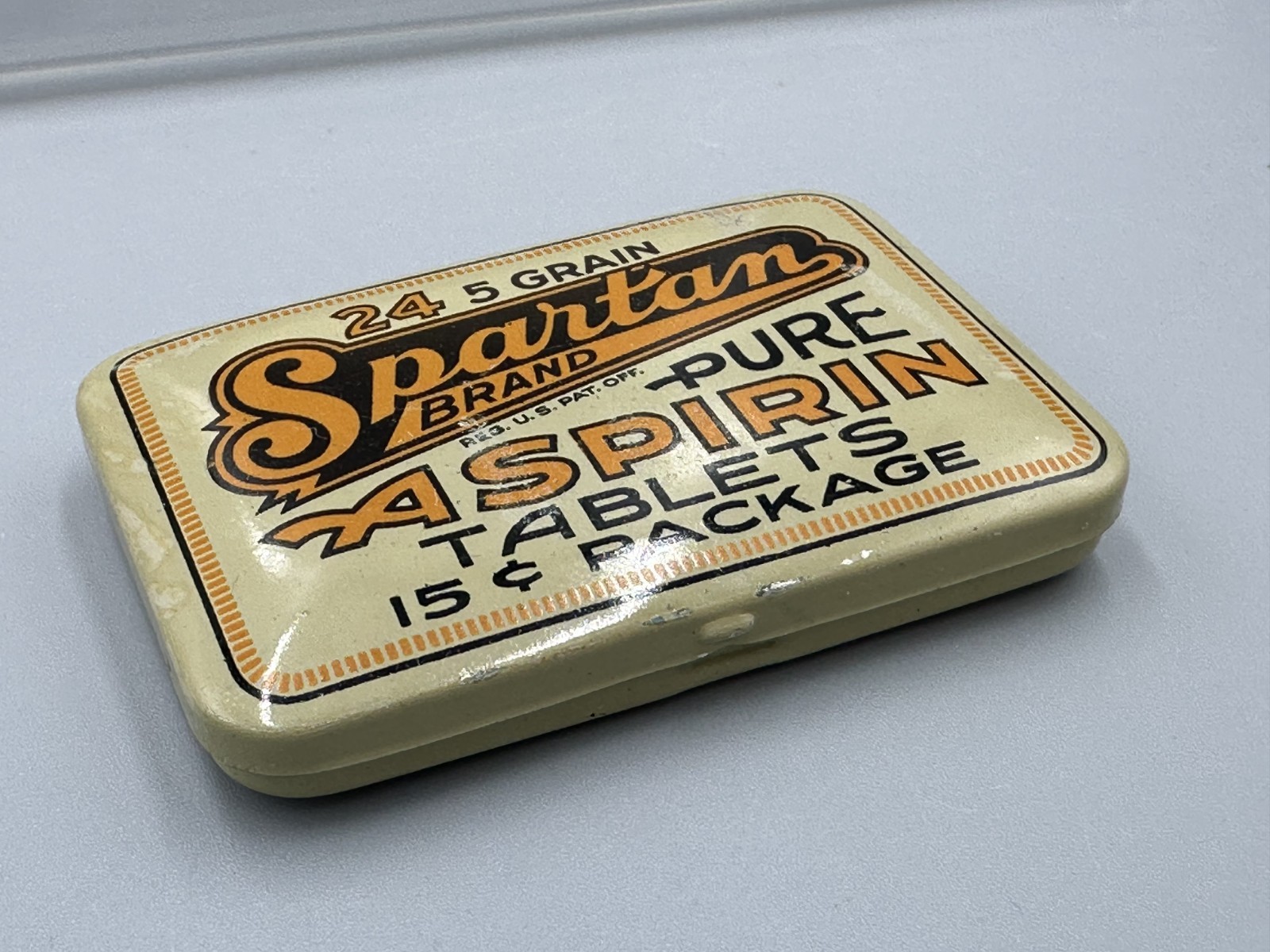 Vintage SPARTAN ASPIRIN Medical Drug TIN Advertising Petersburg VA