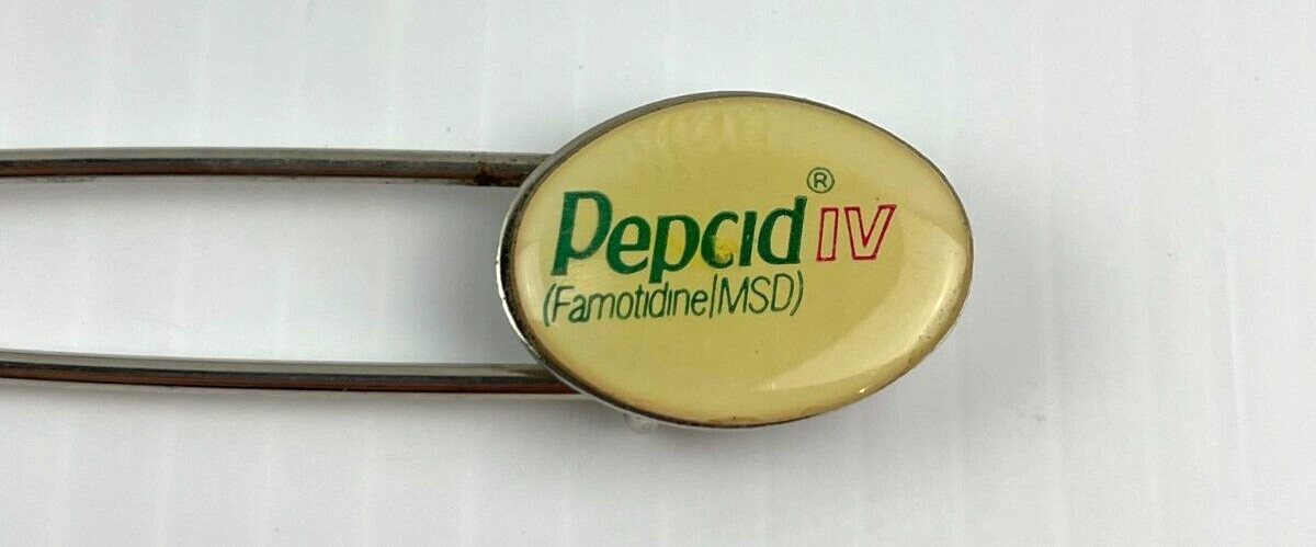Pepcid IV Pin Pharmaceuticals Vintage Pin 1980s Medicine Pharmacy Memorabilia
