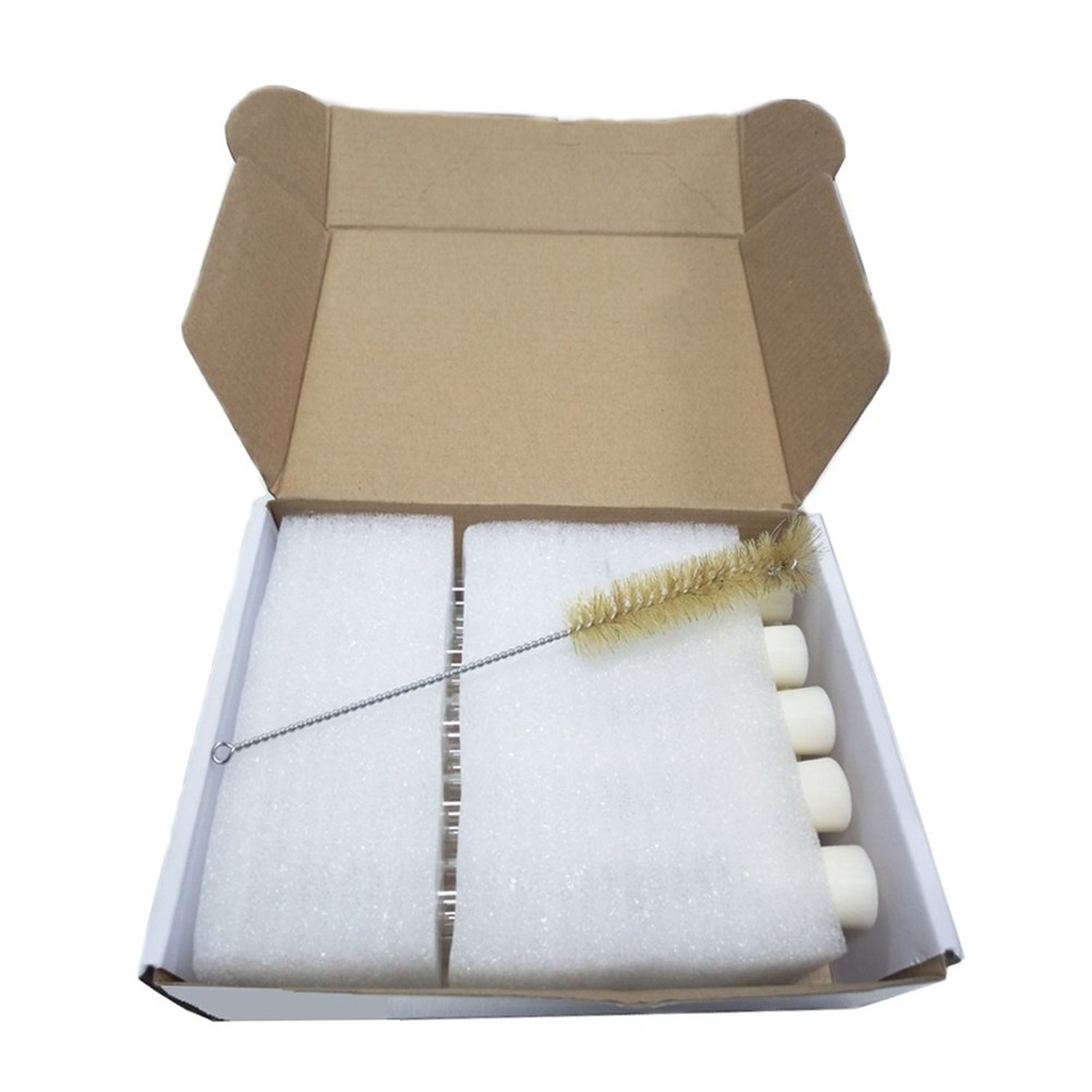 Glass Test Tubes with Rubber Stoppers 150mm x 20mm Pack of 10 and 1pcs Brush 