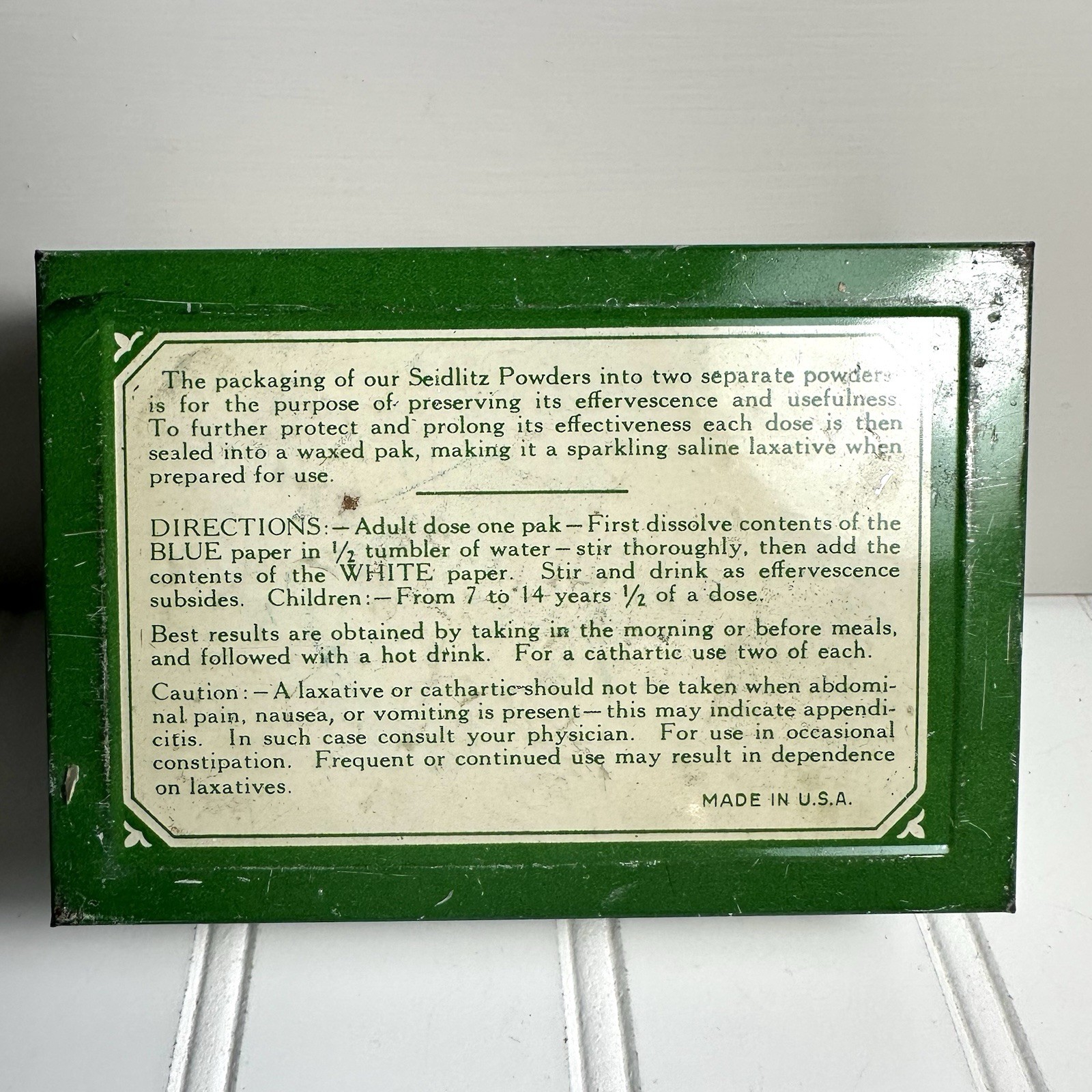 Vintage Green Tin Seidlitz Powders Charles R Doane Inc New York