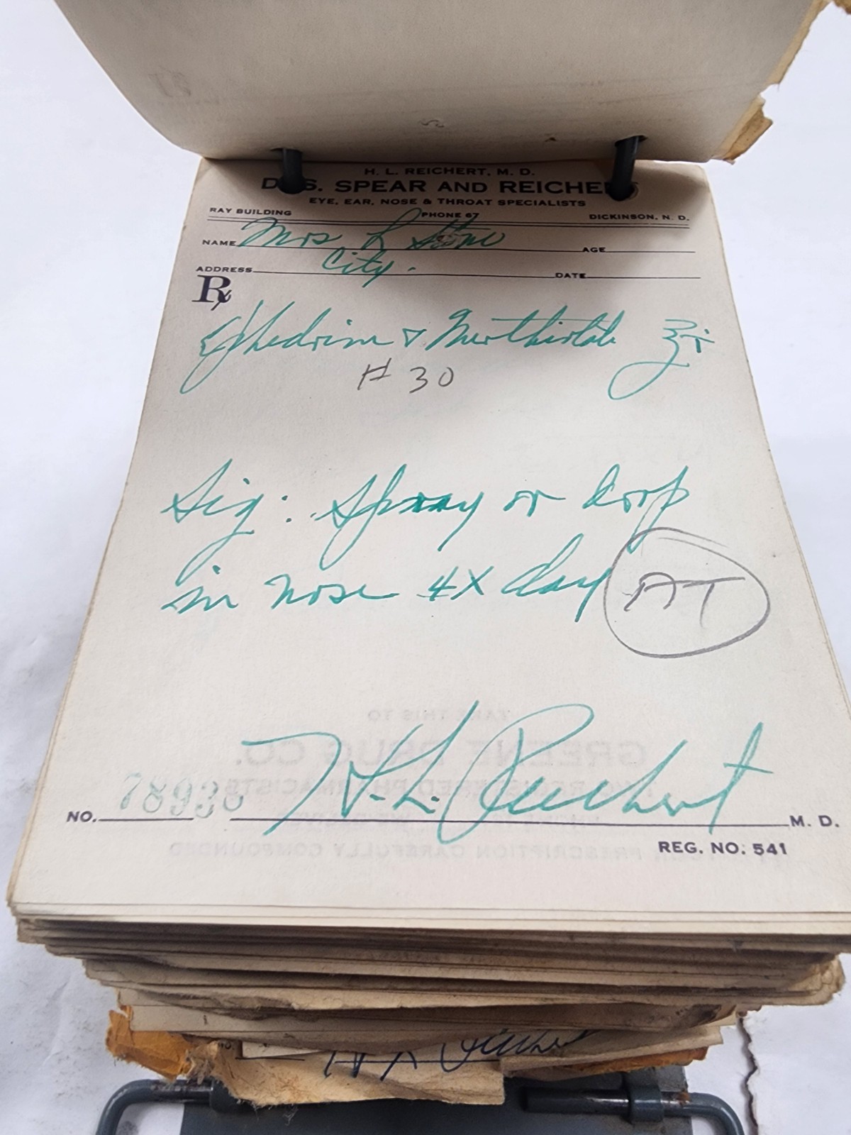 Prescription Atlas Rx Pad Paper Apothecary Druggist Pharmacy Medicine 1939